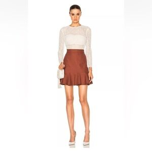 VERONICA BEARD Crochet Lace Long Sleeve Gaberdine BEX Flounce Skirt Dress 2